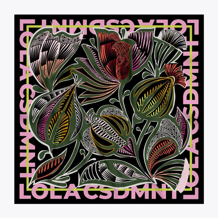 Foulard satinato foglie rigogliose