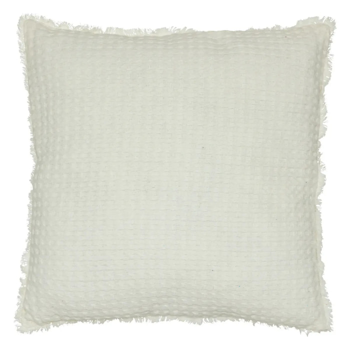 Coussin nid d'abeille "Widdy" 45x45cm blanc ivoire