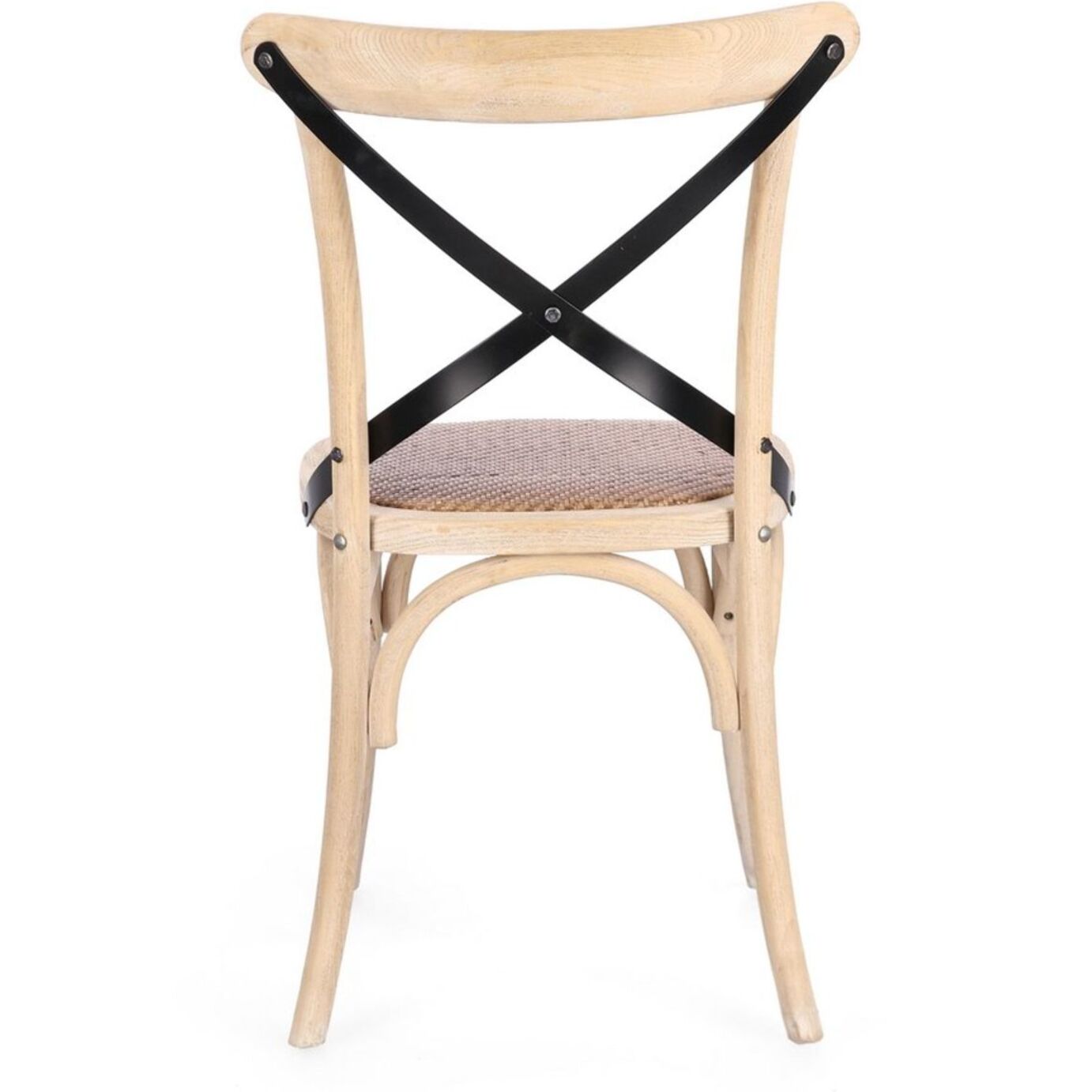 Set di sedie CROSS METAL in legno di olmo chiaro e stecche acciaio nero
