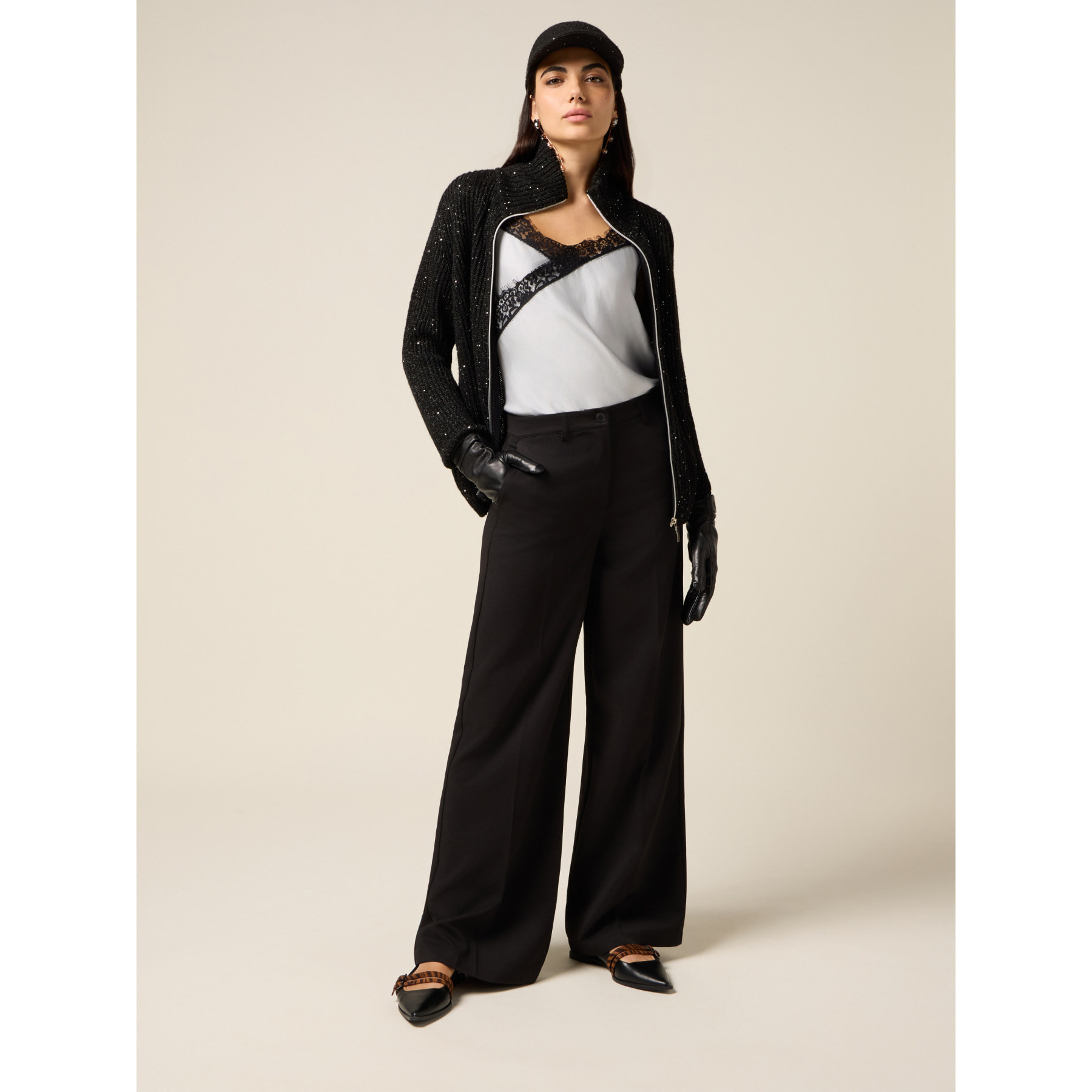 Oltre - Pantalones de pierna ancha - Negro