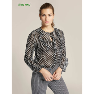 Elena Mirò - Blusa de georgette estampada - Negro