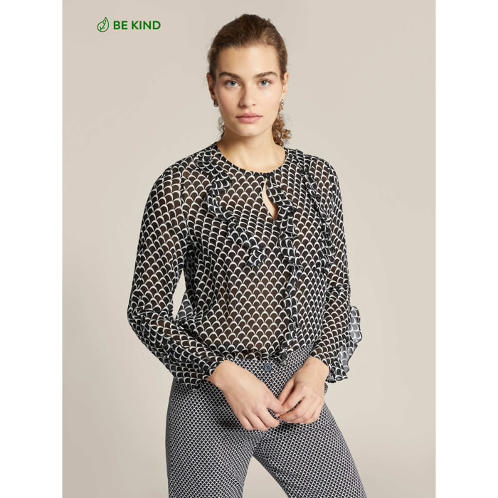 Elena Mirò - Blusa de georgette estampada - Negro