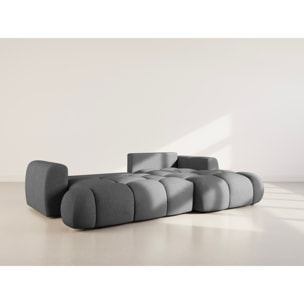 Yulin - Canapé d'angle droit 4 places convertible avec coffre en tissu bouclette - Gris
