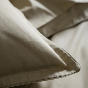 Drap housse uni en satin de coton bio, TEOPHILE, Beige Désert