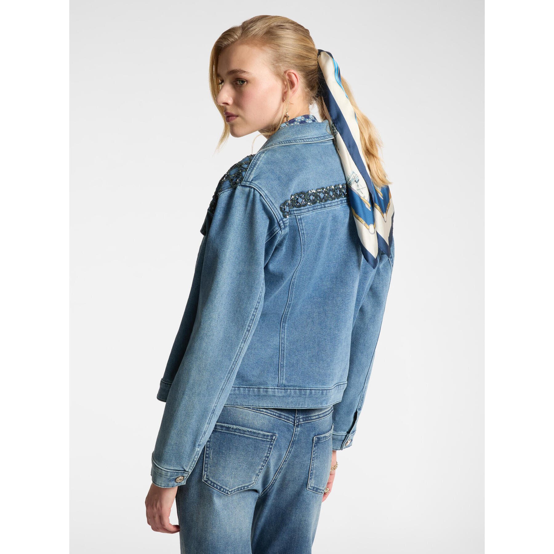 Elena Mirò - Cazadora en denim bordada - Light - blue