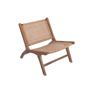 Fauteuil ethnique en bois teck massif et cannage en rotin naturel HAMMA