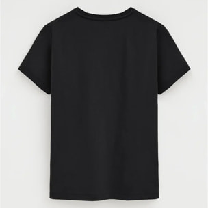 Camiseta negra de manga corta y cuello redondo con bordado Rigby Go