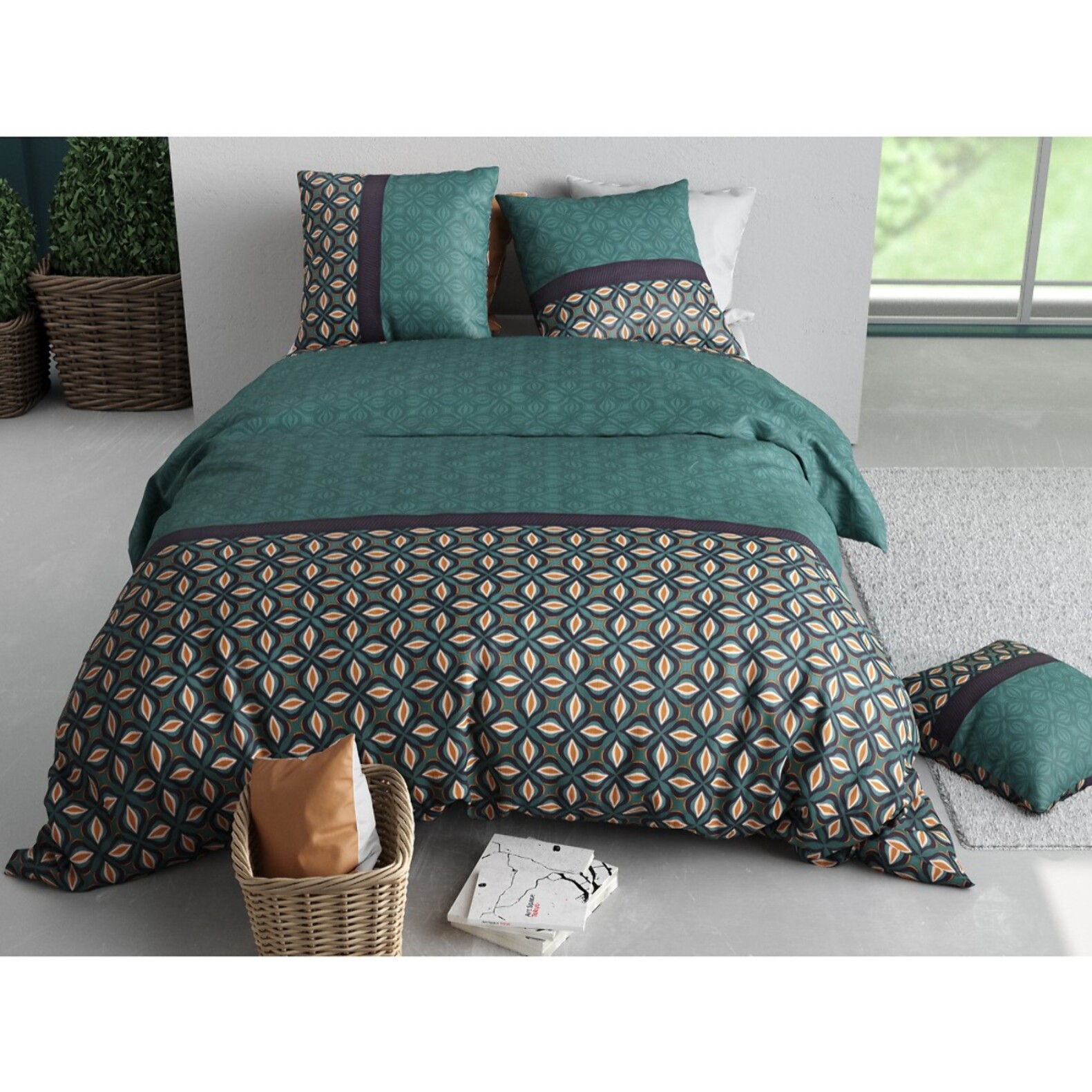 Parure housse de couette coton multicolore