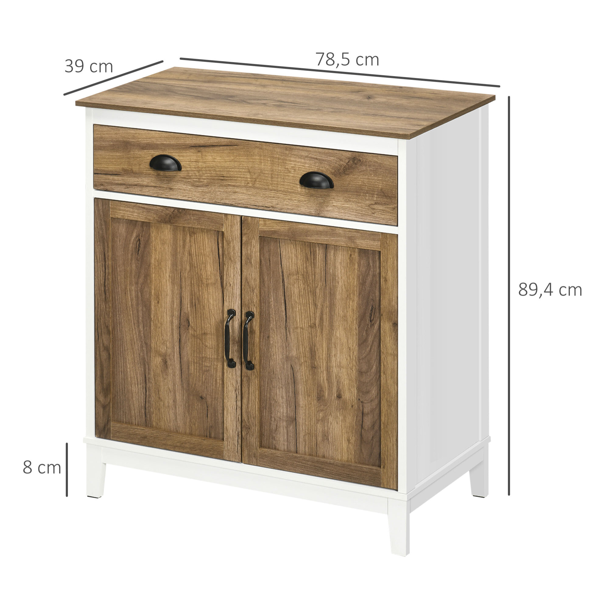 Aparador para Salón Armario de Almacenamiento con Cajón 2 Puertas y Estante Ajustable para Dormitorio Comedor Cocina 78,5x39x89,4 cm Marrón