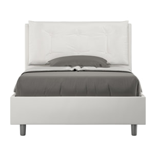 Cama de una plaza y medio con somier acolchada 120x200 cuero sintético blanco Annalisa Large
