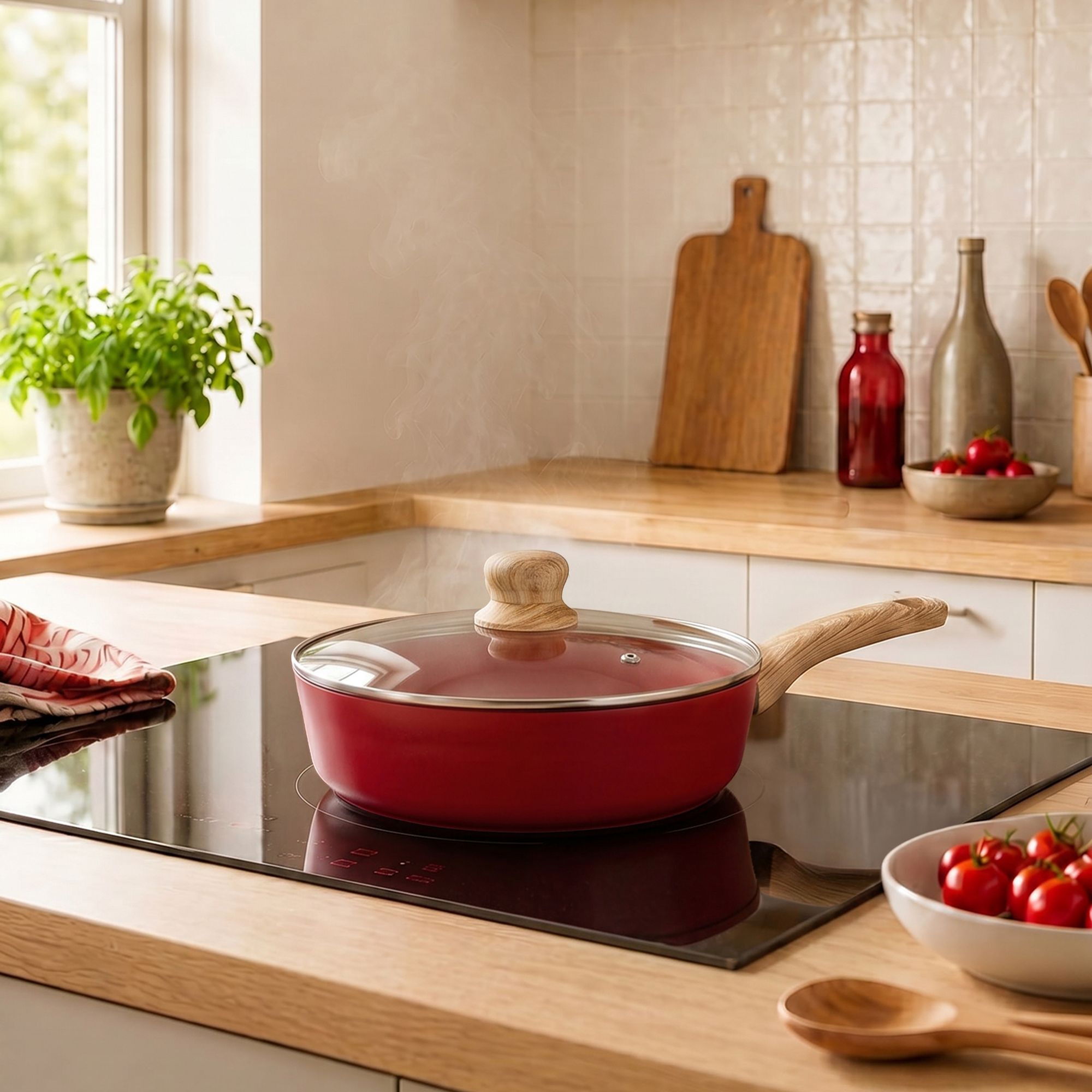 Sauteuse 24cm avec revêtement céramique rouge - tous feux COLORAMA