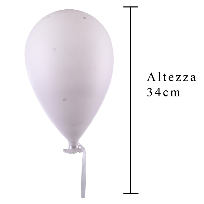 Palloncino In Vetro Con Filo. Altezza 34 Cm - Pezzi 1 - 20X34X20cm - Colore: Bianco - Bianchi Dino - Oggettistica, Componenti D'Arredo