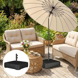Base para Sombrilla Cuadrada con Funda, Soporte de Parasol con Bolsas de Arena, Pie para Sombrilla con Postes Ø48 mm, Rellenable de Arena 80 kg Arena Húmeda 90 kg, para Jardín, Terraza, Negro