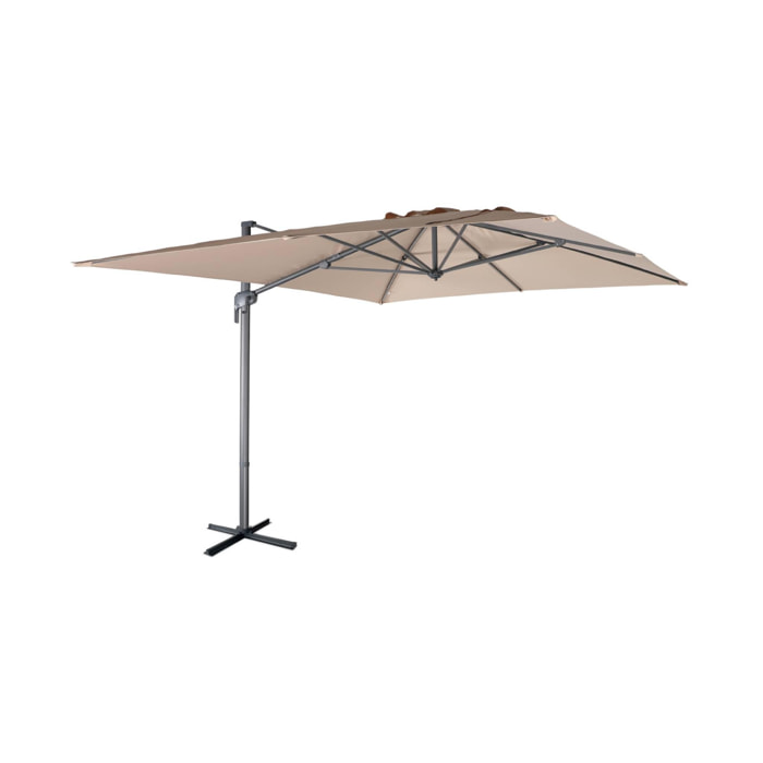 Parasol déporté rectangulaire 3x4m – Antibes – beige – parasol déporté. inclinable. rabattable et rotatif à 360°