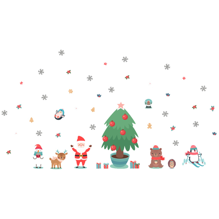 Stickers père Noël et les animaux scandinaves - Autocollants stickers adhésifs noël - décoration fêtes