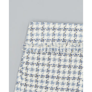 Short Azul De Tejido Estructurado Con Cuadros