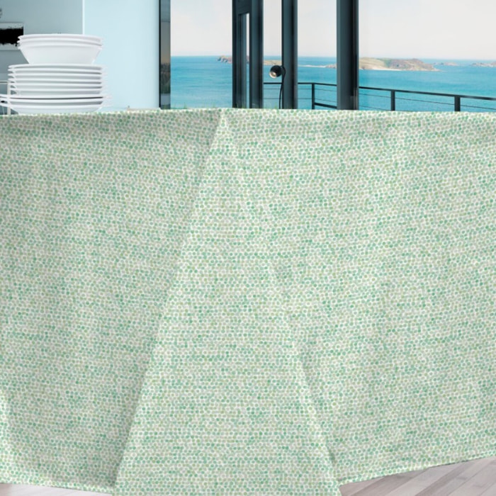 Nappe coton enduit PERLE vert
