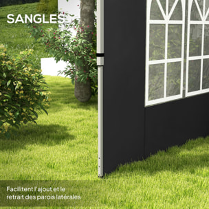 Lot de 2 parois latérales pour tonnelle 3 x 3 m ou 3 x 4 m - bâches de barnum 295 x 195 cm noir
