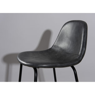 TOM - Lot de 2 tabourets de bar John anthracite hauteur d'assise 65cm