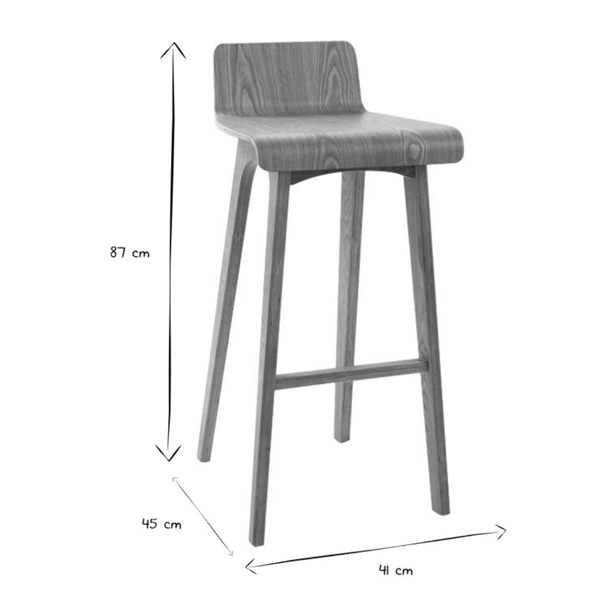 Chaise de bar scandinave en bois clair H75.2 cm BALTIK