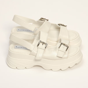 Sandali in simil pelle con zeppa