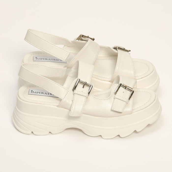 Sandali in simil pelle con zeppa