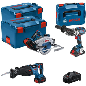 ensemble d'outils 18V GSB/GKS/GSA - BOSCH - avec 2 batteries 18V 5.5AH et 1 18V 4.0AH - chargeur - L-Boxx 0615990N38