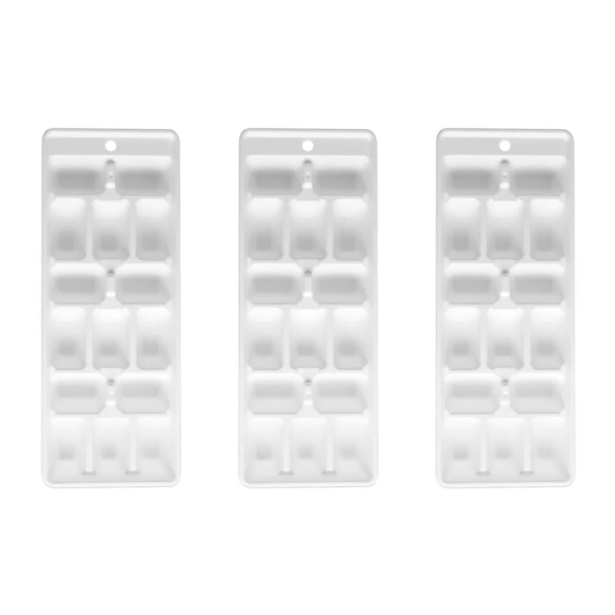 Lot de 3 bacs à glaçons de 15 glaçons en plastique blanc Fackelmann