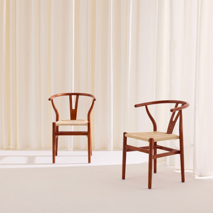 Chaise vintage bois de hêtre et cordes (lot de 2) CECILE
