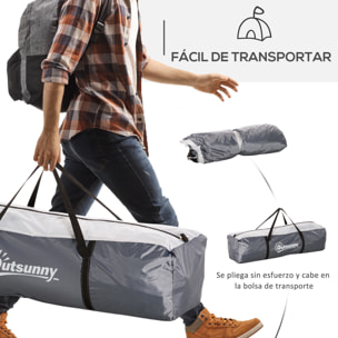 Carpa Portátil para 6-8 Personas Carpa de Camping con 4 Mosquiteros Gancho y Bolsa de Transporte Anti-UV para Pescar Senderismo 350x350x230 cm Gris y Blanco