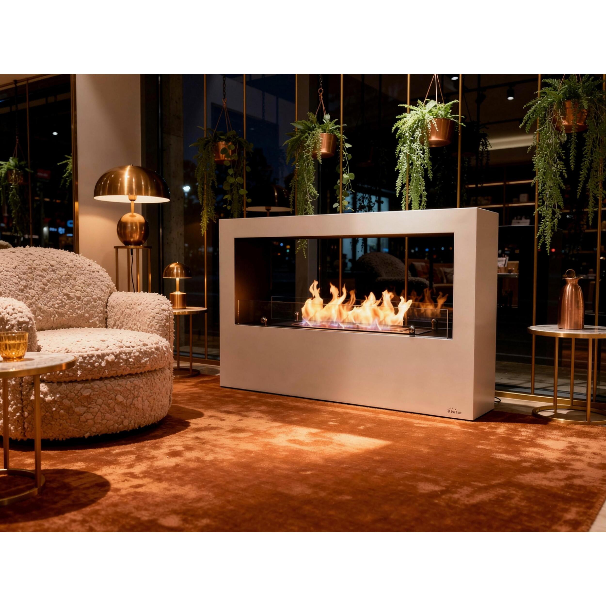 Grande cheminée à l'éthanol au sol en acier