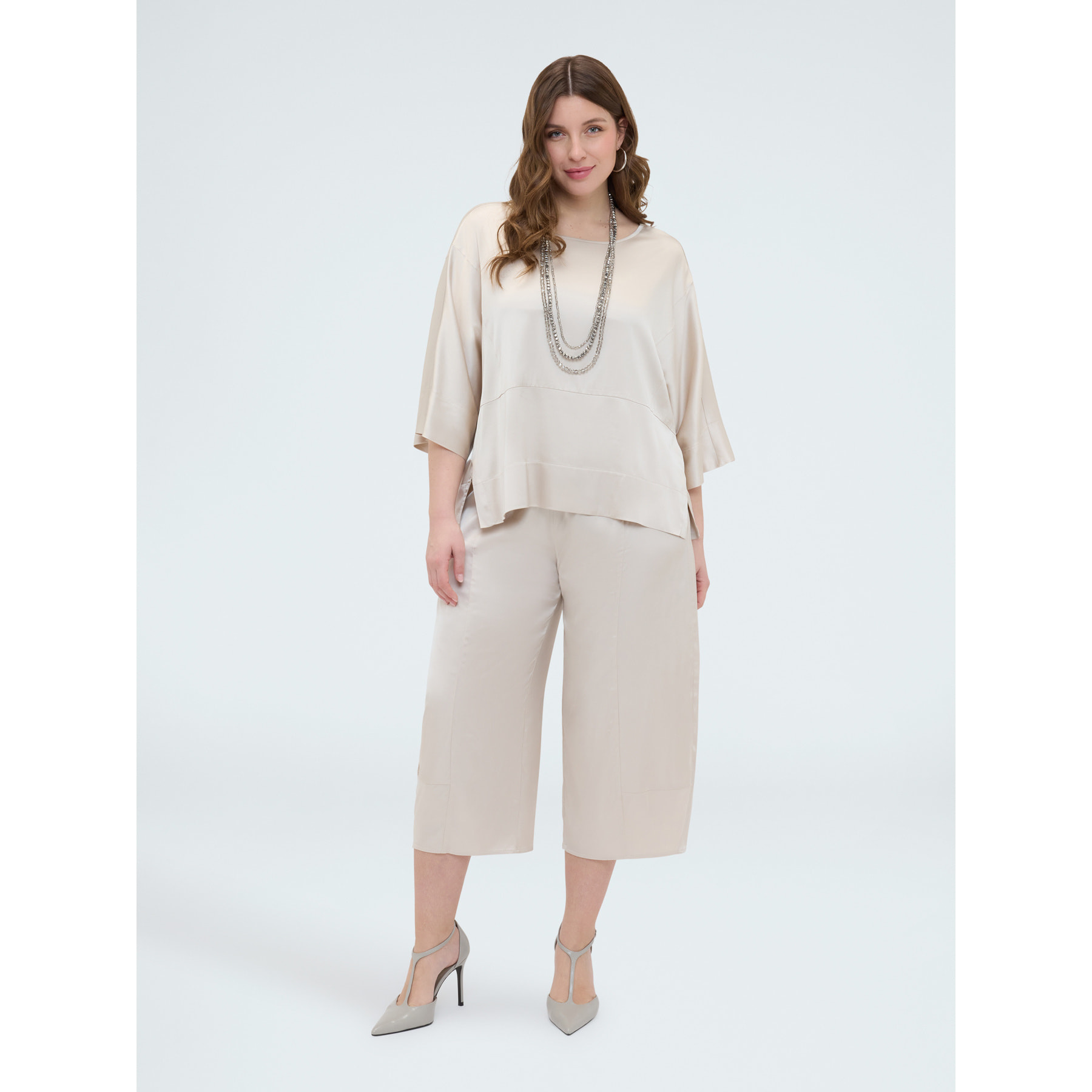 Fiorella Rubino - Pantalones Balloon en raso stretch - Blanco