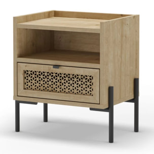 Mesita de noche Koivu Roble Negro