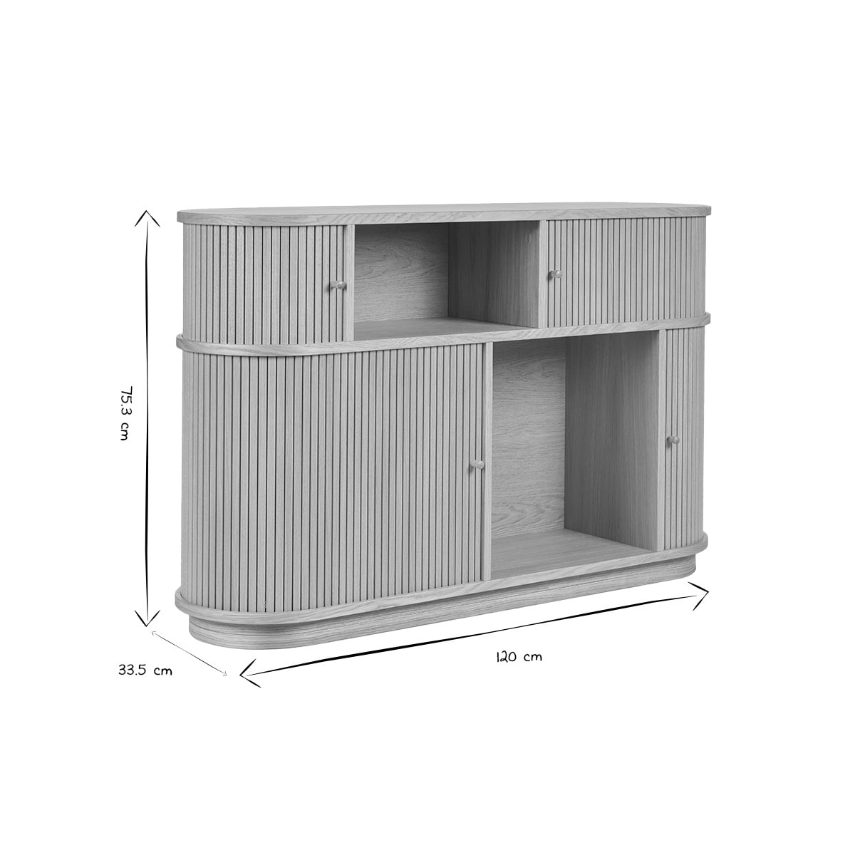 Console vintage en bois clair chêne avec portes coulissantes L120 cm EPIC