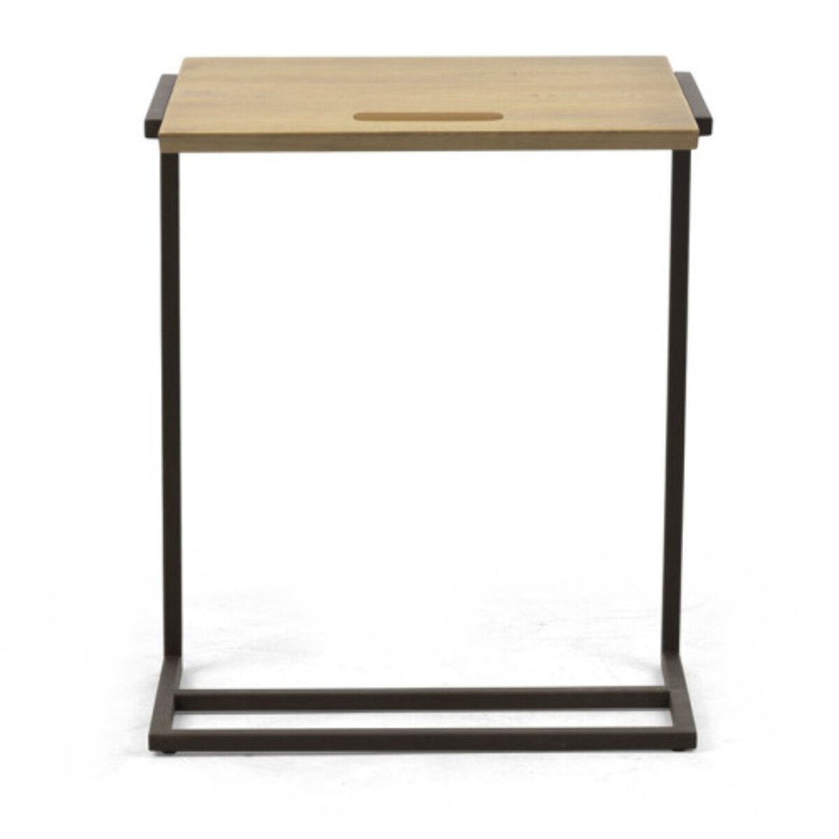 Table d'appoint bout de canapé plateau bois et pieds métal - NORDIK