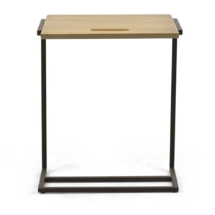 Table d'appoint bout de canapé plateau bois et pieds métal - NORDIK