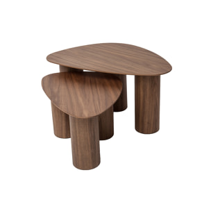 Tables basses gigognes design en bois foncé (lot de 2) FOLEEN