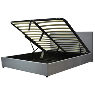 Ensemble matelas Jade & lit coffre Colisée | Mémoire de forme et ressorts ensachés | Grande capacité de stockage | Tissu | Gris clair