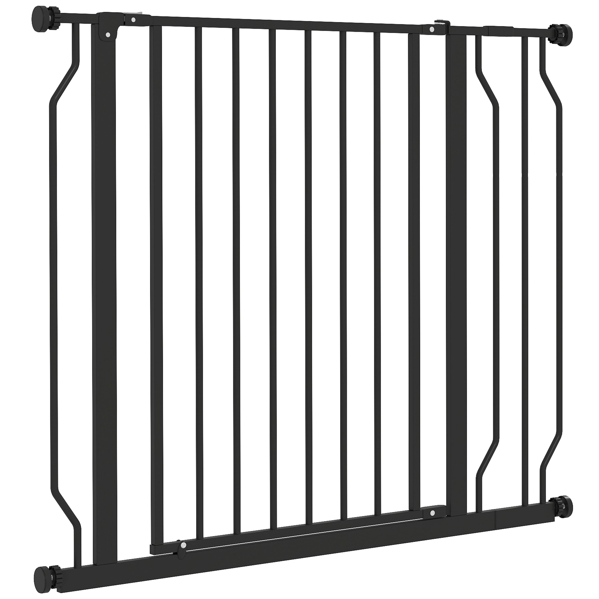 Barrière de sécurité chien réglable 75-95 cm - porte verrouillable - sans perçage - acier ABS noir