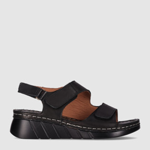 Sandalias de Piel - Negro - Tacón: 3 cm