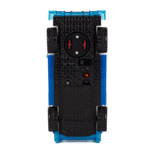 Veicolo da assalto della polizia, con luci ed effetti sonori. Da costruire, 72 pezzi. Modalità di funzionamento automatica 360°.