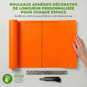 Rouleau adhésif décoratif Vinyle au Mètre - Orange - Sticker Lavable Imperméable Mur Cuisine Meubles