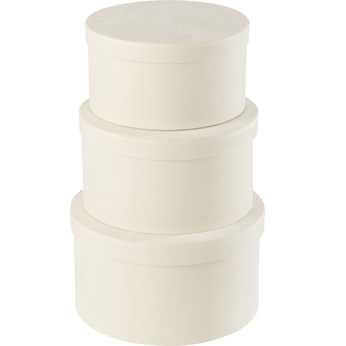 J-Line boîte Rond Plat - velours/papier - noir - 3 pcs