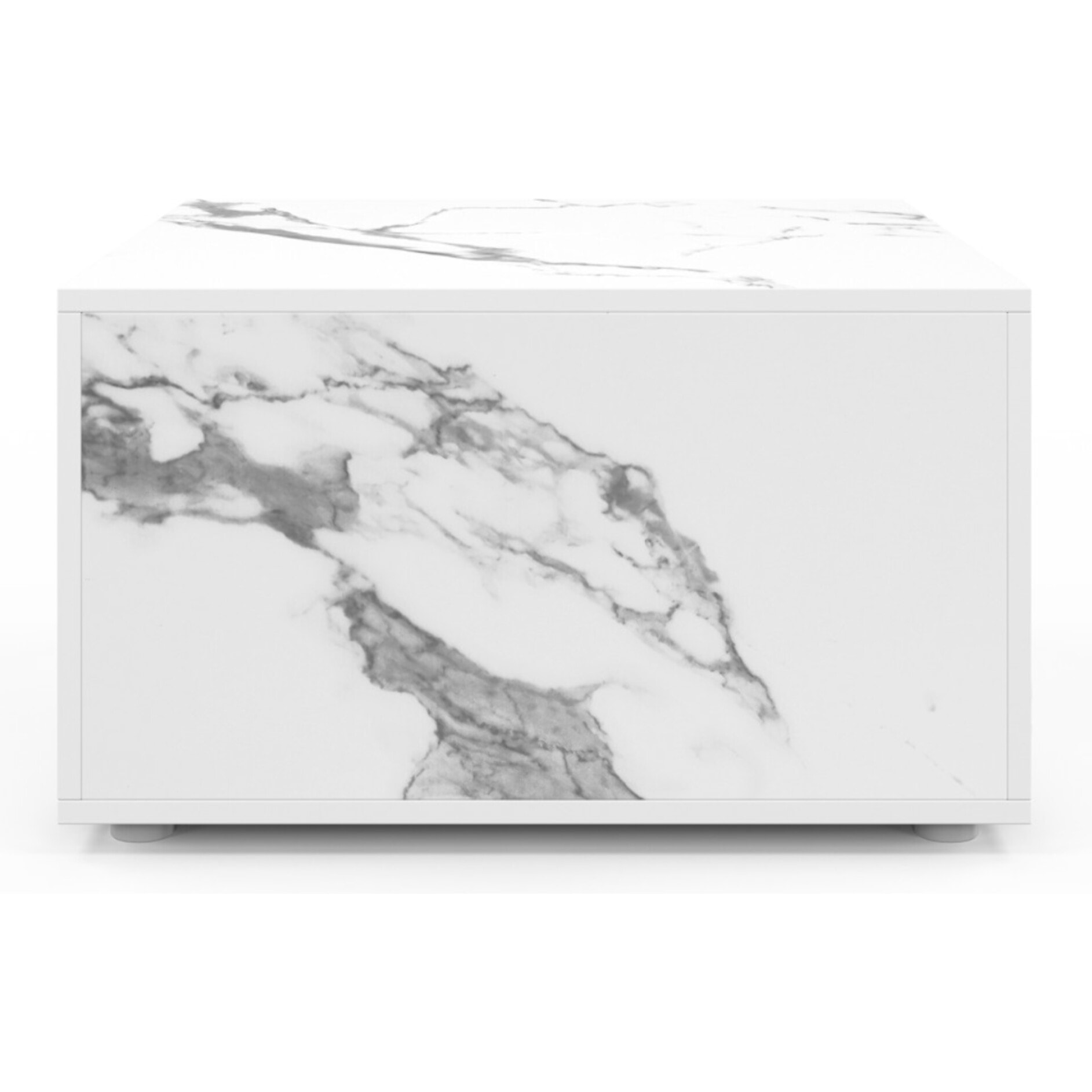 Table basse carrée effet marbre avec rangement 60cm