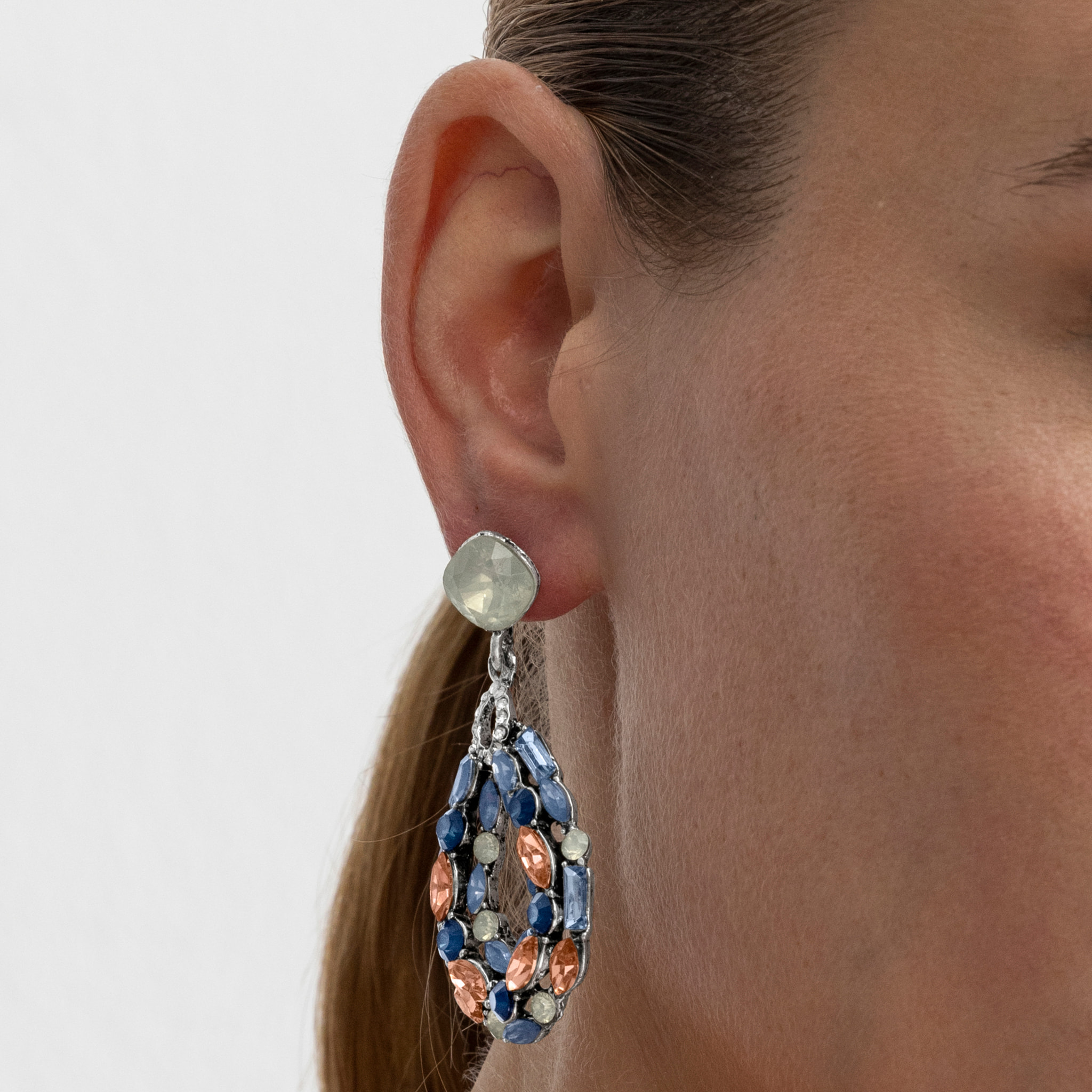 Pendientes con Cristal Multicolor acabado plata