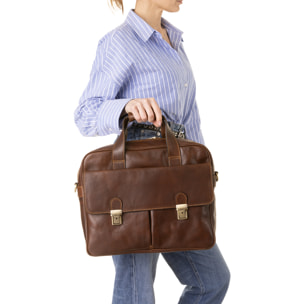 Borsa a mano  unisex In Vera pelle Made in Italy 38x36x10 cm