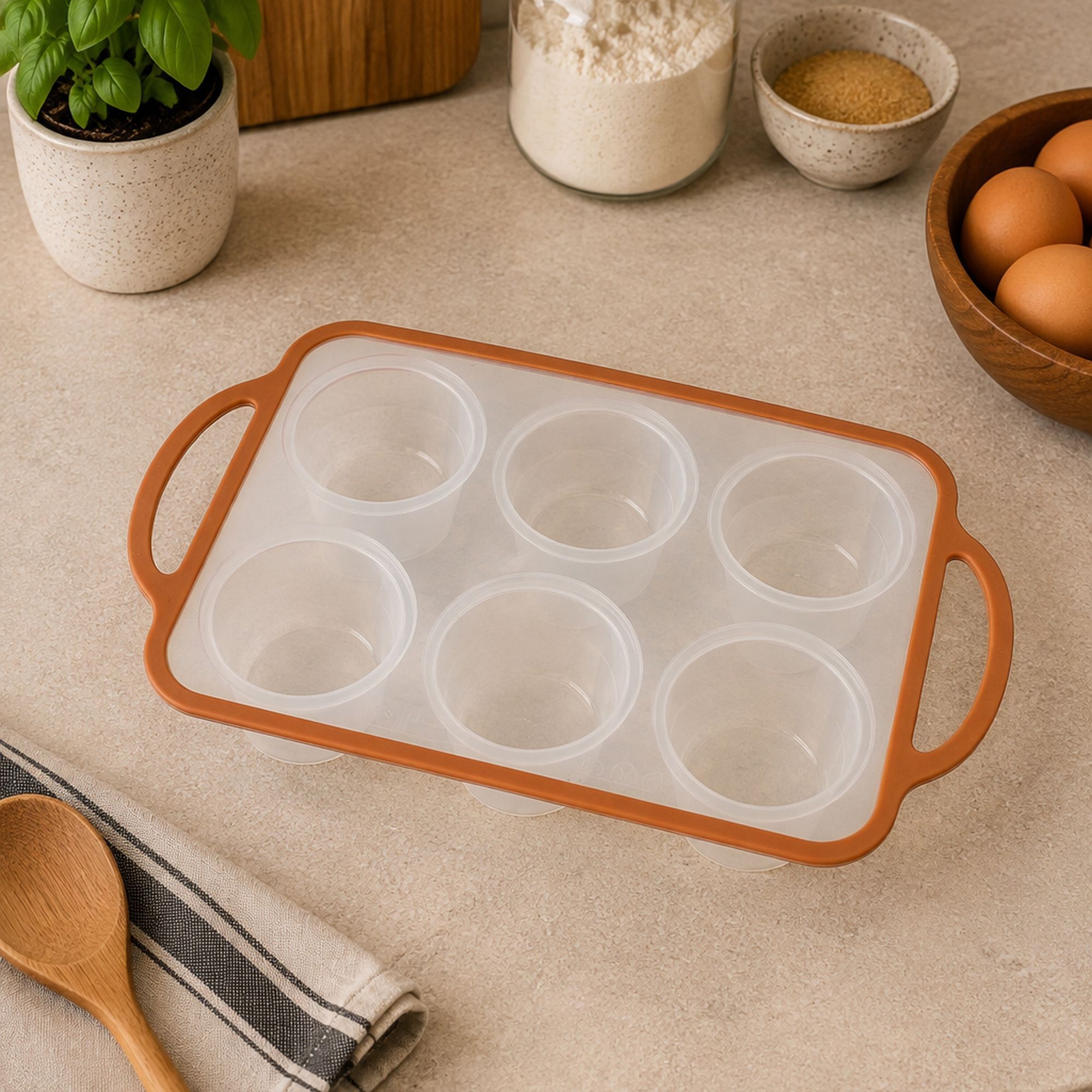 Moule à patisserie mady 6 compartiments ronds silicone acier carbone