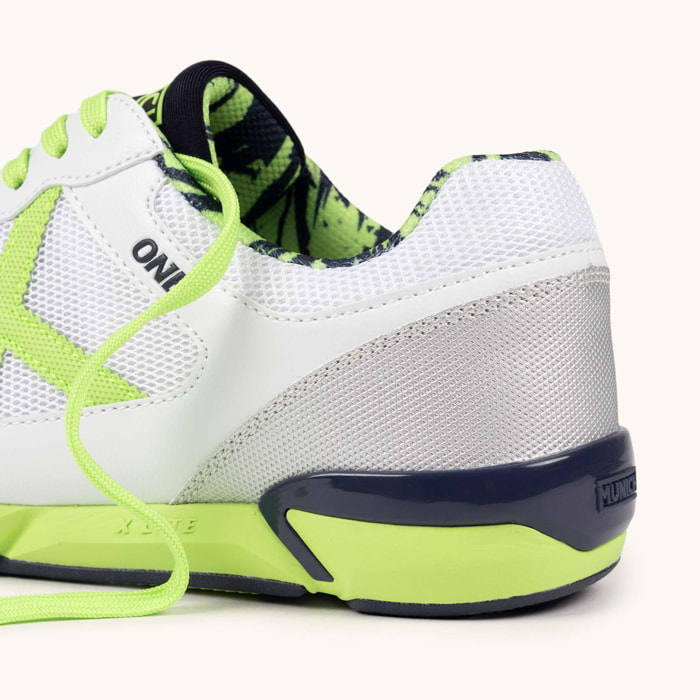 MUNICH ONE 77 Zapatillas de Fútbol Sala Ultra Ligeras Blanco y Verde Flúor