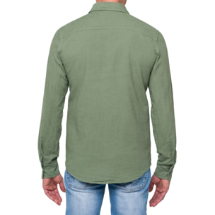 Camisa de lino Hot Buttered Saunders verde militar