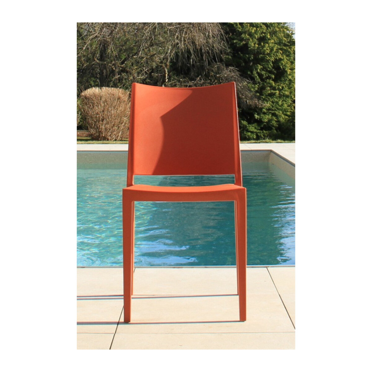 Lot de 2 chaises de jardin en plastique - terracotta - LAGOS